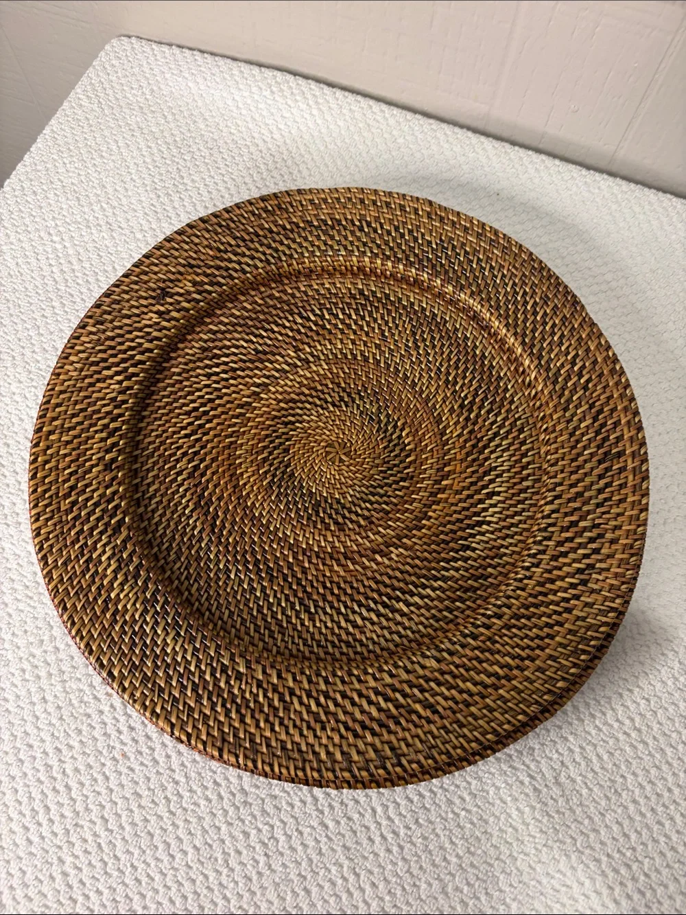 Williams Sonoma Nito Handwoven Charger Plates Set of 4 Caramel Brown 13